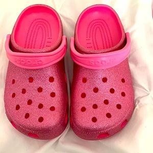 Girls Pink Glitter Crocs